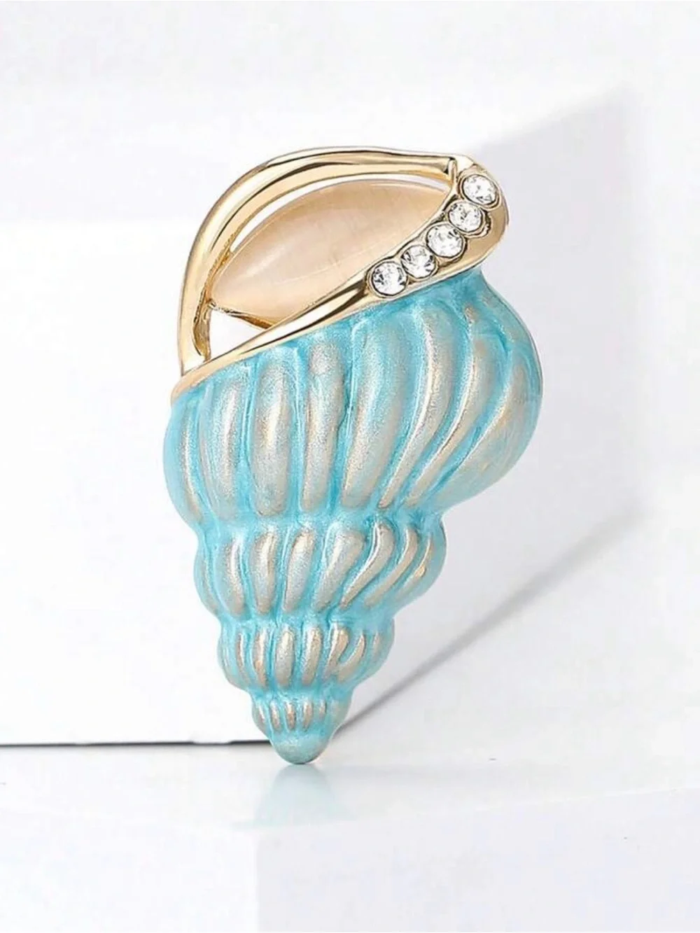 Sea Life Crystal Brooch Set - Blue Starfish, Seahorse & Shell